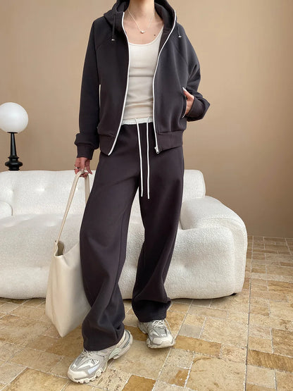 Luno Completo da Donna con Felpa e Pantaloni Larghi | Colore Unito, Cappuccio 6