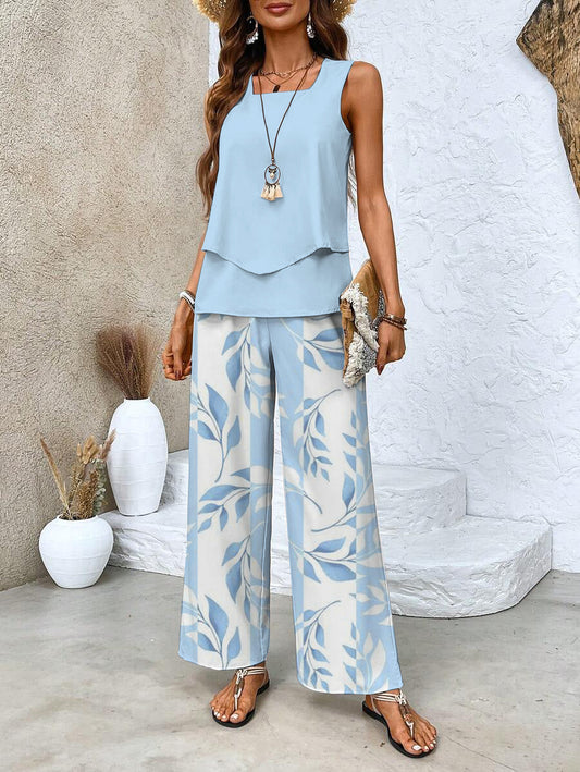 Maja Set Due Pezzi Donna | Top Senza Maniche e Pantaloni Dritti, Leggero e Traspirante 0