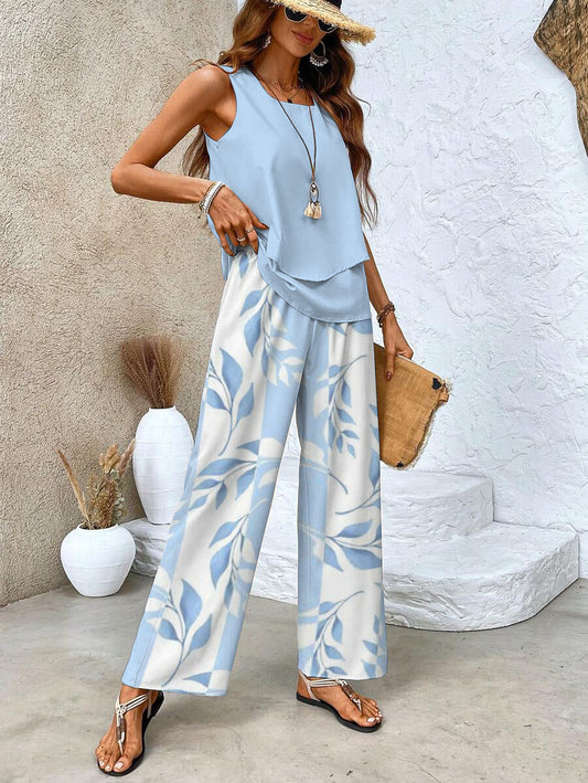 Maja Set Due Pezzi Donna | Top Senza Maniche e Pantaloni Dritti, Leggero e Traspirante 1