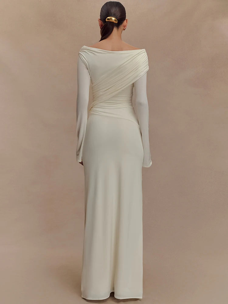Mavina Abito Maxi da Donna Viscosa con Scollo a V | Vita Alta, Maniche Lunghe 2