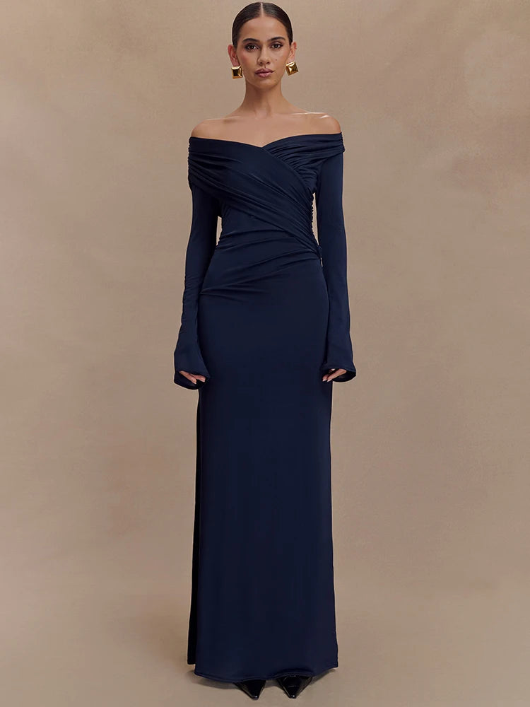 Mavina Abito Maxi da Donna Viscosa con Scollo a V | Vita Alta, Maniche Lunghe 4