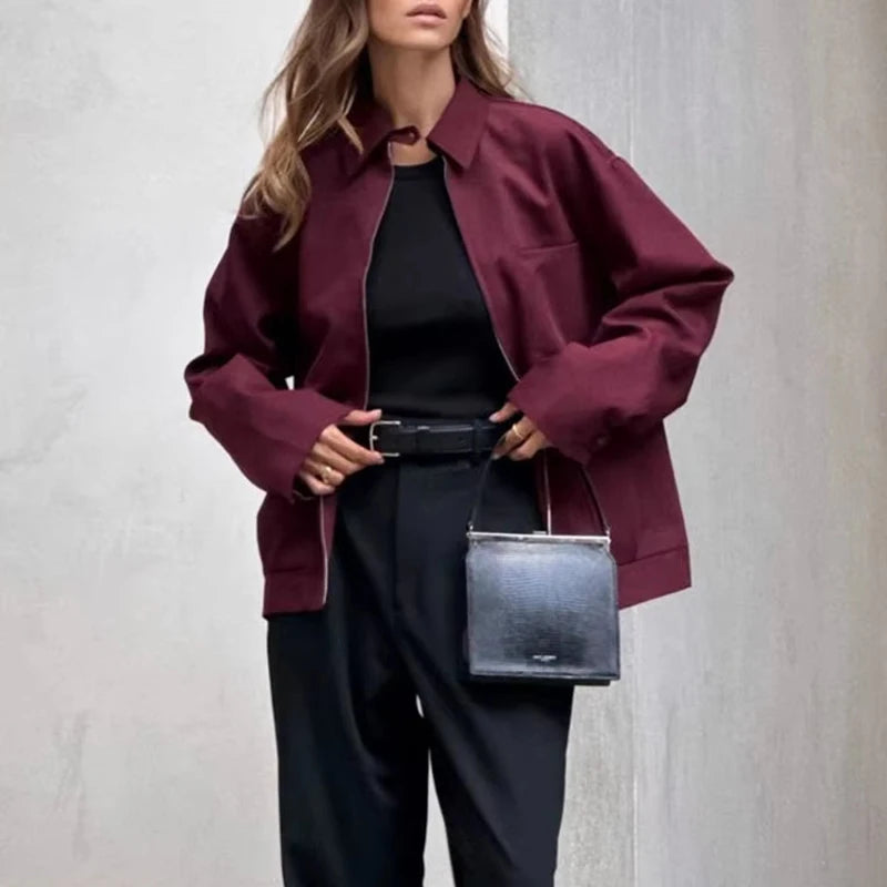Mura Giacche da Bomber Donna con Zip Retro | Maniche Lunghe, Comoda e Elegante 1