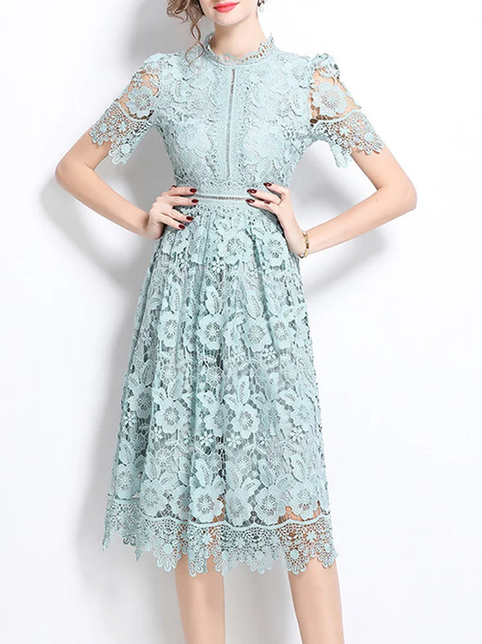 Sole Elegante Midi Dress Donna | Pizzo, Perfetto per Cerimonie e Occasioni Speciali 0