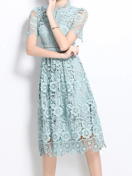 Sole Elegante Midi Dress Donna | Pizzo, Perfetto per Cerimonie e Occasioni Speciali 1