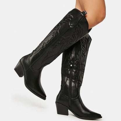 Sella Stivali Donna Western Vintage | Alti al Ginocchio, con Cerniera Stivali da donna 2