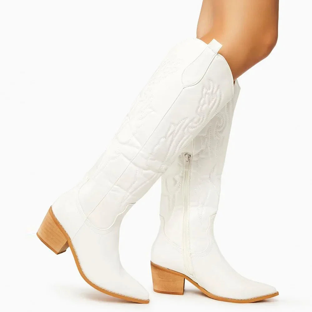 Sella Stivali Donna Western Vintage | Alti al Ginocchio, con Cerniera Stivali da donna 3