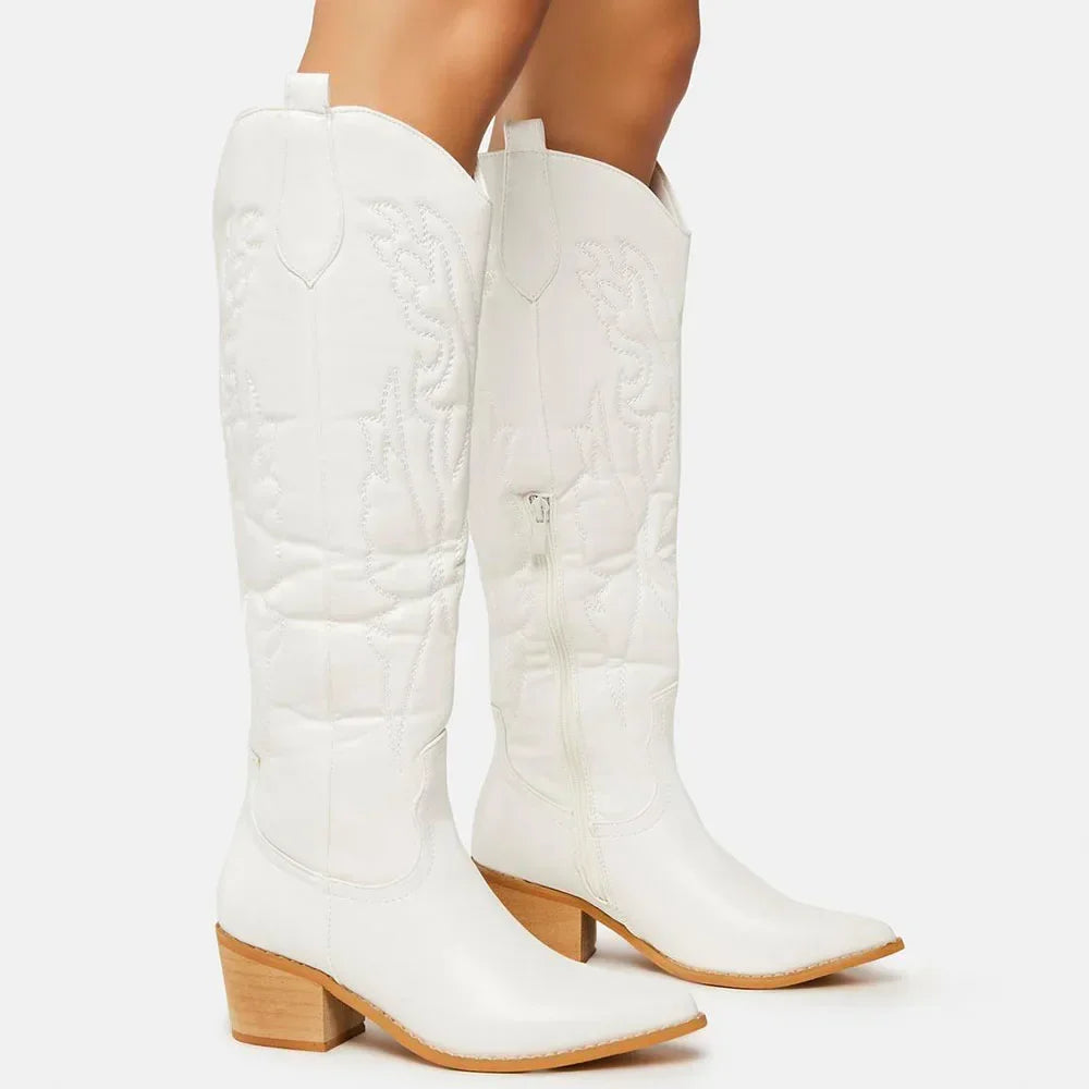 Sella Stivali Donna Western Vintage | Alti al Ginocchio, con Cerniera Stivali da donna 4