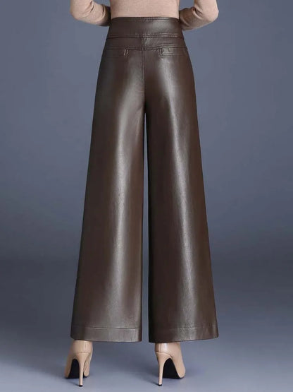 Zuzka Pantaloni da Donna in Pelle Sintetica Eleganti per Autunno | Caldi, Lunghi, Versatili 1