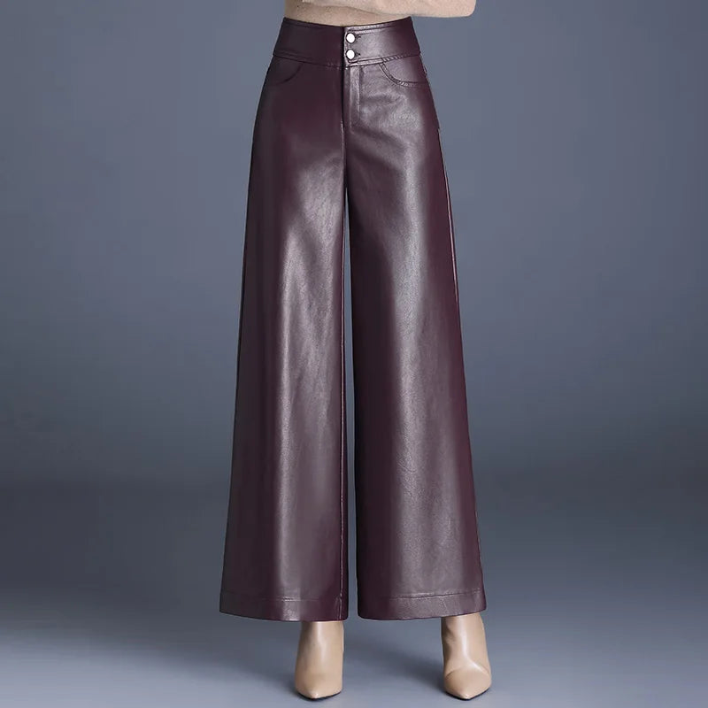 Zuzka Pantaloni da Donna in Pelle Sintetica Eleganti per Autunno | Caldi, Lunghi, Versatili 7