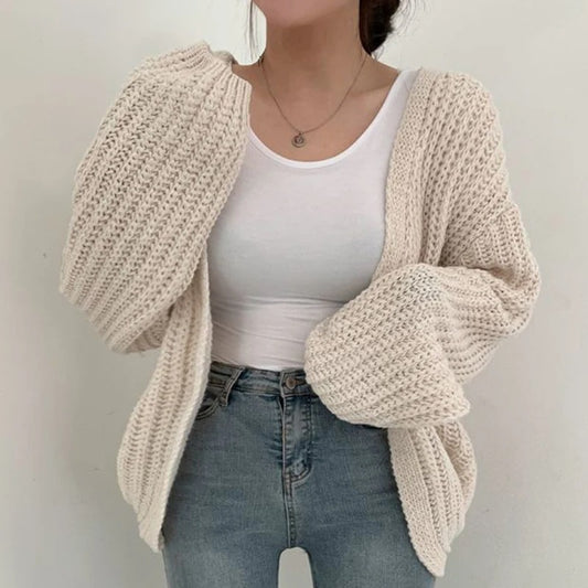 Alia Cardigan Vintage da Donna con Maniche a Lanterna | Stile Coreano Y2K, Moda Autunnale