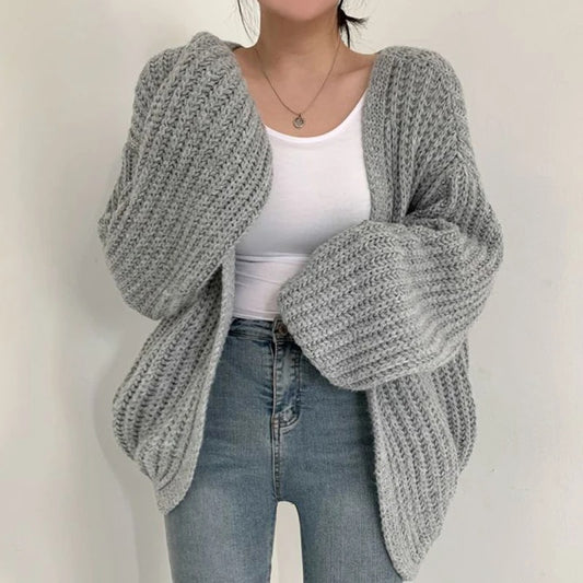 Alia Cardigan Vintage da Donna con Maniche a Lanterna | Stile Coreano Y2K, Moda Autunnale