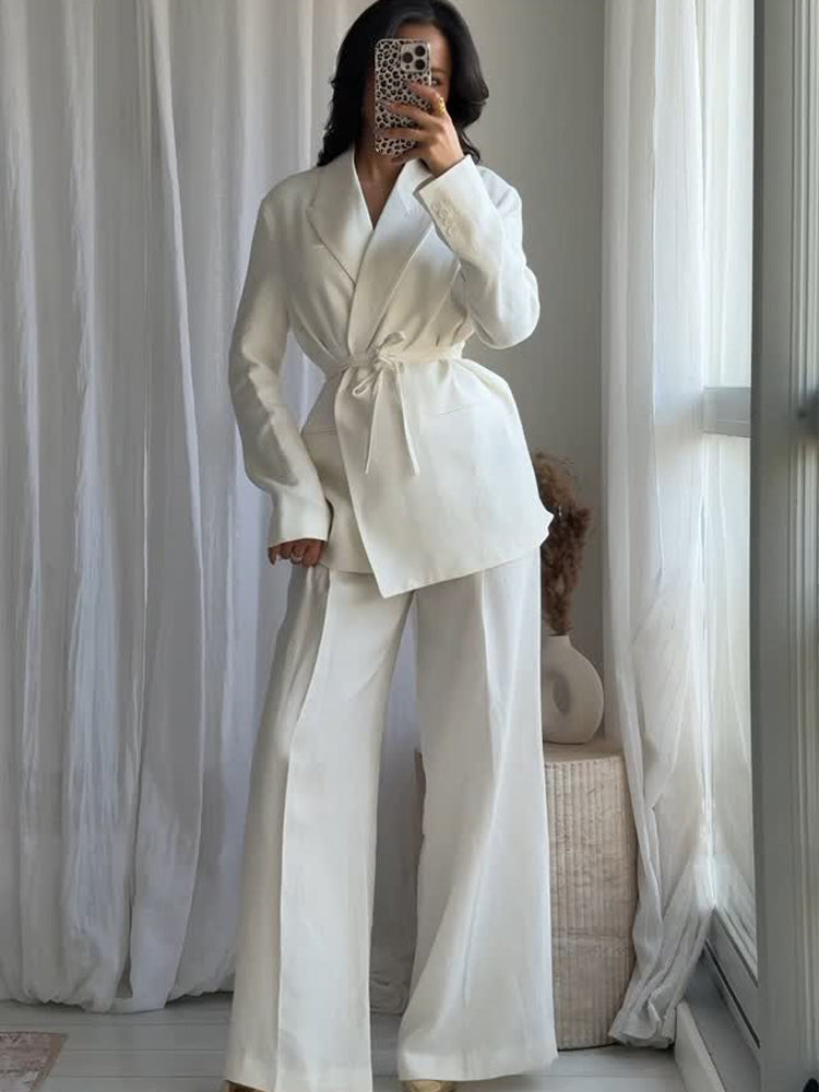 Callista Completo con Lacci da Donna | Blazer Collo a Rever e Pantaloni Vita Alta